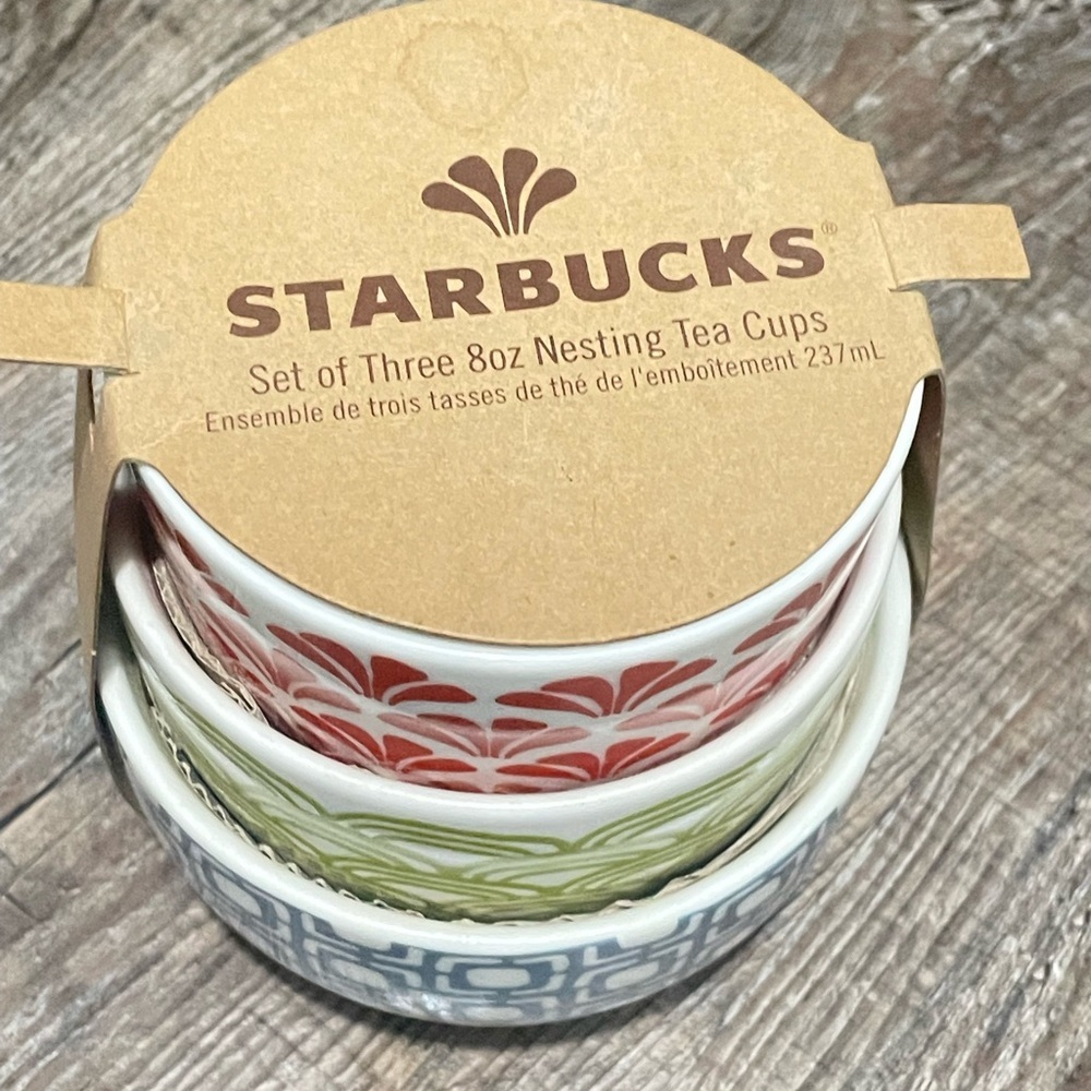 Starbucks Red, Green, and Blue Nesting Tea Cups - Picture 3 of 5